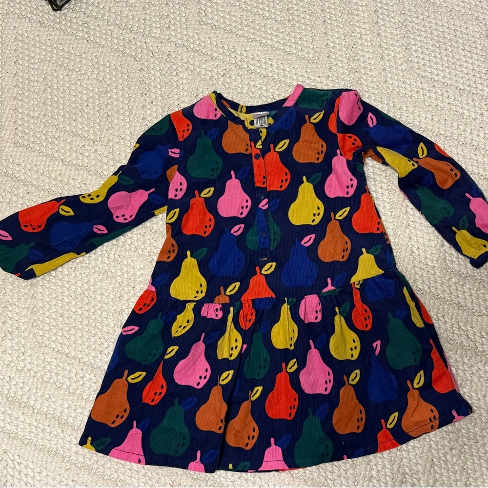 NWOT Hanna Andersson Multicolor Pear Print Dress, size 6/7